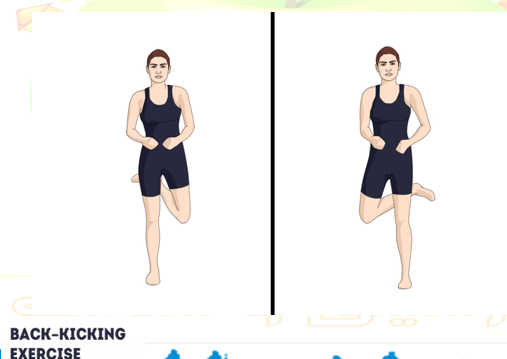 گرم کردن بدن - تمرین به پشت لگد زدن